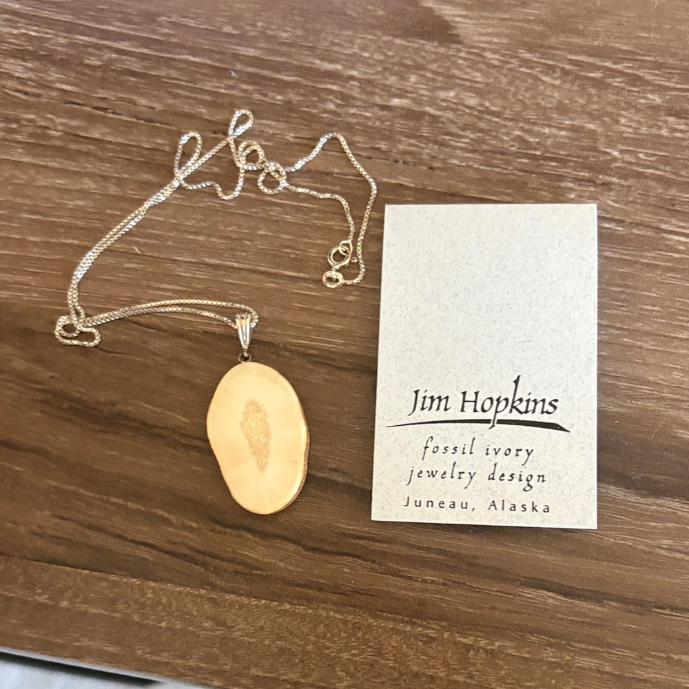 Gold Fossil Ivory Pendant Necklace